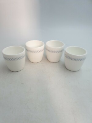 Vintage Wedgwood metallisiert weiß Bone China Eierbecher blau Kreuz 4-teiliges Set