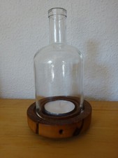 Windlicht, großes Teelicht, Gin - Flasche & Kirsche UNIKAT gedrechselt Holzboden