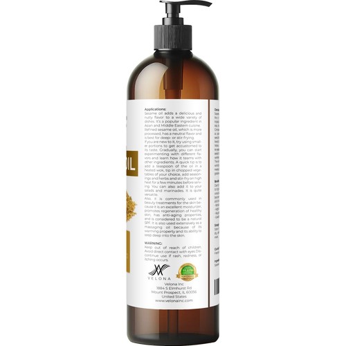 SESAME SEED OIL 2 Fl Oz - 1 Gal REFINED NATURAL CARRIER EXPELLER PRESSED VIRGIN - Picture 25 of 47