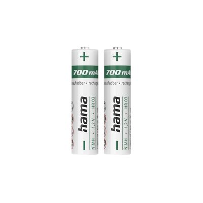 Hama 2x NiMH Akkus Set 700mAh Micro AAA 1,2V Schnellladefähig Wiederaufladbar