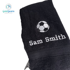 FOOTBALL SPORTS TOWEL -PERSONALISED -FLANNEL / HAND TOWEL