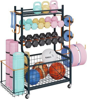 Premium Steel Weight Rack with Adjustable Shelves & 360° Wheels for Home Gym
