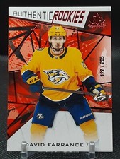 DAVID FARRANCE 2021-22 SP GAME USED RED FRAGMENT ROOKIE #122/205 PREDATORS T#