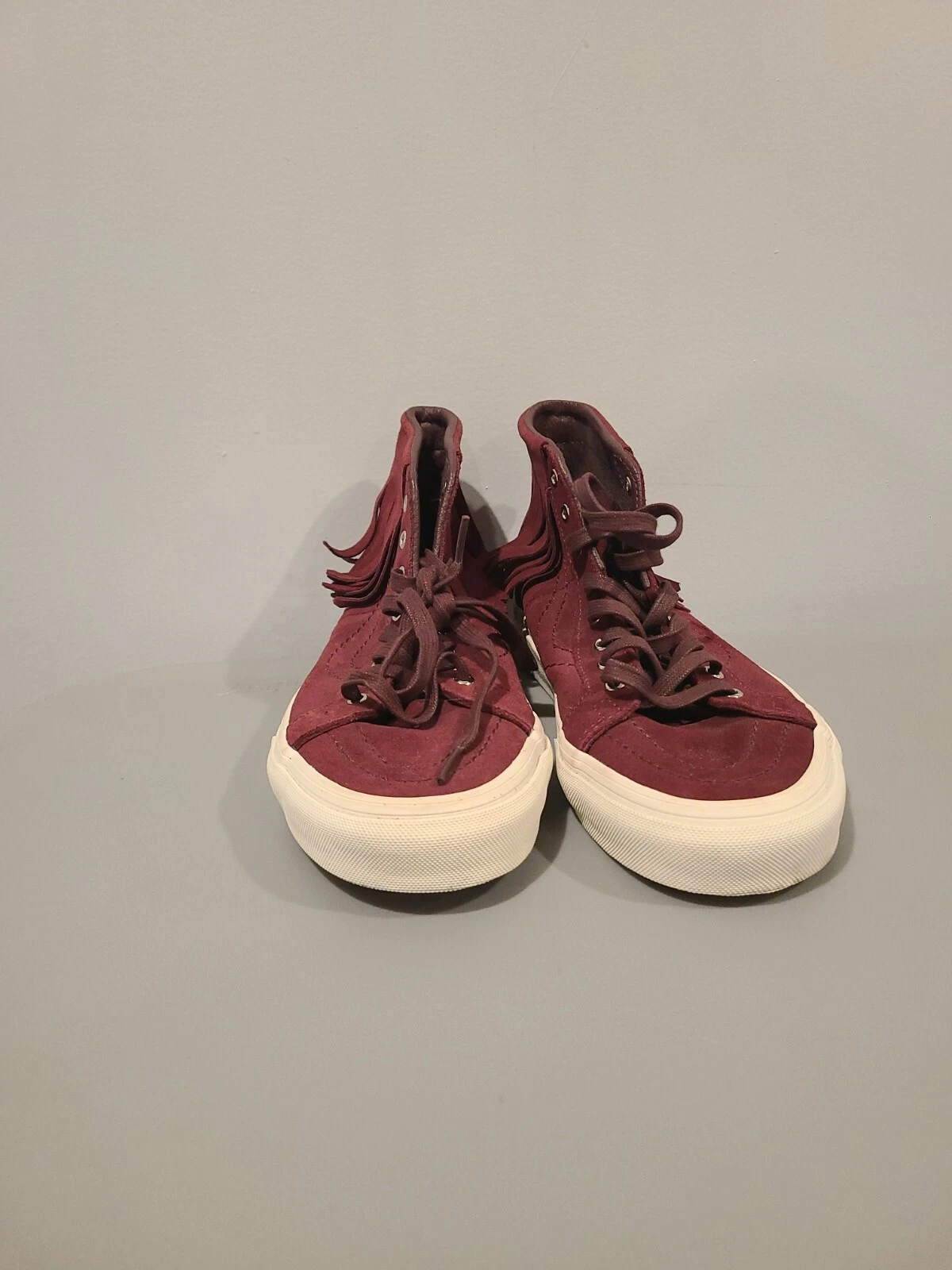 Scarpe da ginnastica Vans Sk8 Hi mocassino pelle scamosciata frange bordeaux donna taglia 9