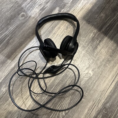 Logitech Logi Headphone Headset Wired Black USB Padded Ears Volume Control