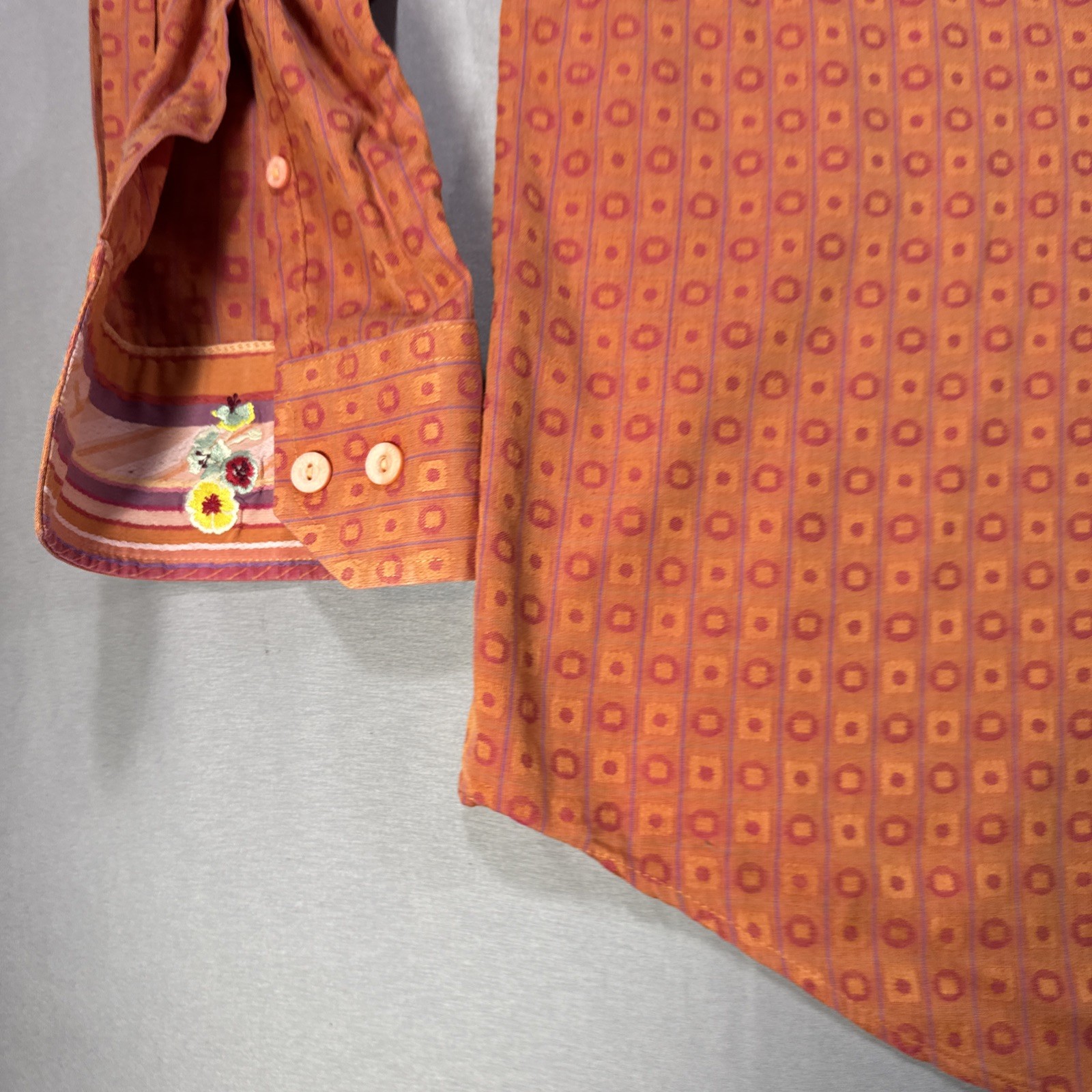 Bugatchi Uomo Men’s Medium Orange Pattern Flip Cu… - image 10