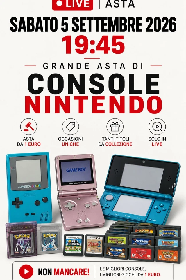 IN ASTA NINTENDO GAMEBOY ADVANCE E COLOR, NINTENDO 3DS E TANTI GIOCHI!