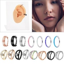 16G Surgical Steel Nose Ring Septum Clicker Helix Daith Earring Piercing Jewelry