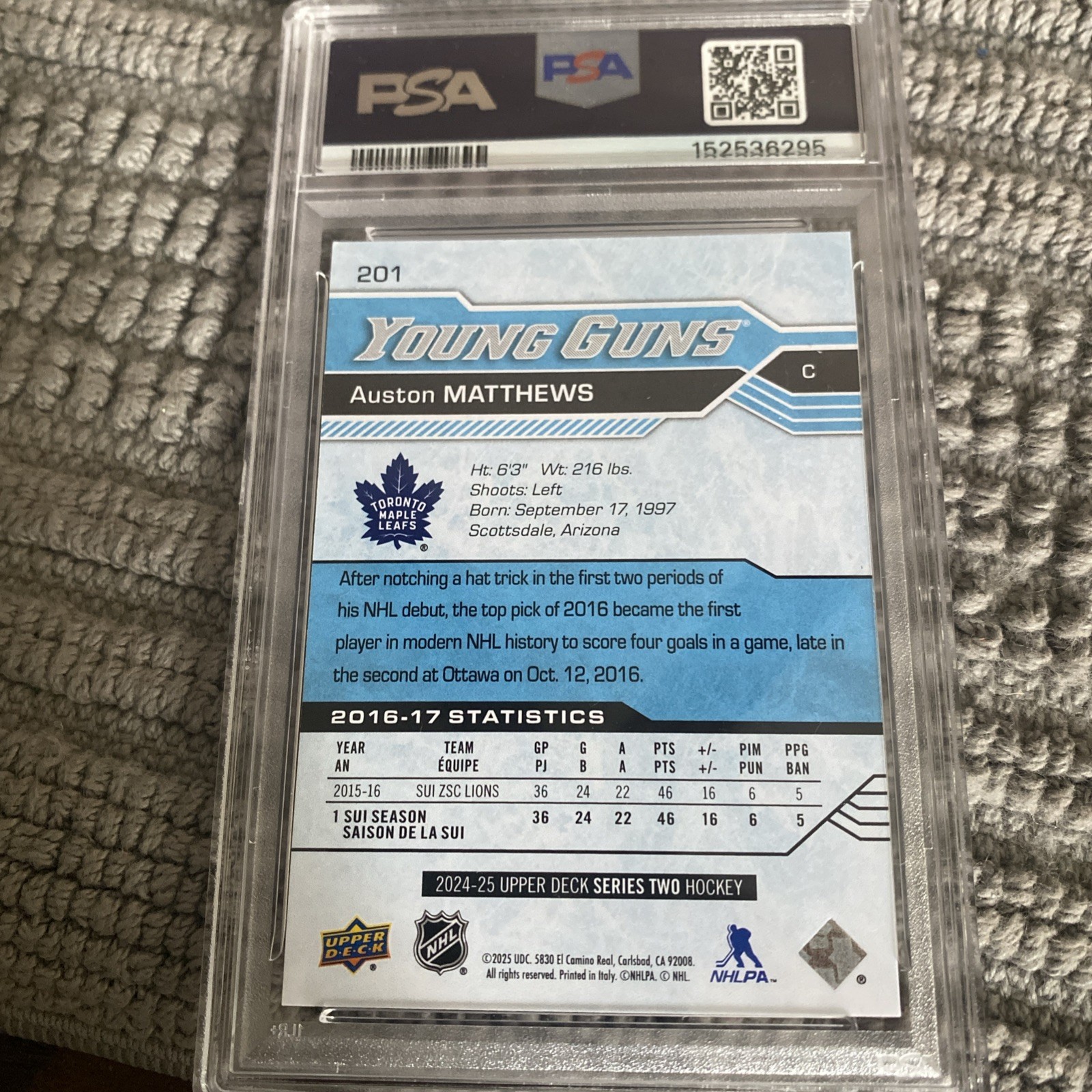 2024-25 Upper Deck Series 2 - Young Guns Renewed Auston Matthews #201 view 2