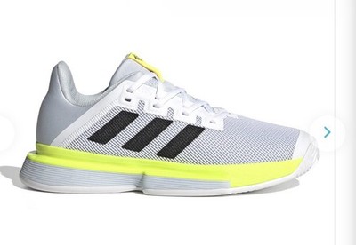 Adidas SoleMatch Bounce Tennis Women s 6.5 White Neon Yellow Athletic Sneakers