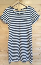 FatFace Navy & White Striped T-Shirt Dress - Size 10