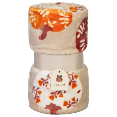 Harvest Pumpkins & Bows Printed Fleece Throw A Cosy, Stylish Supersoft Throw