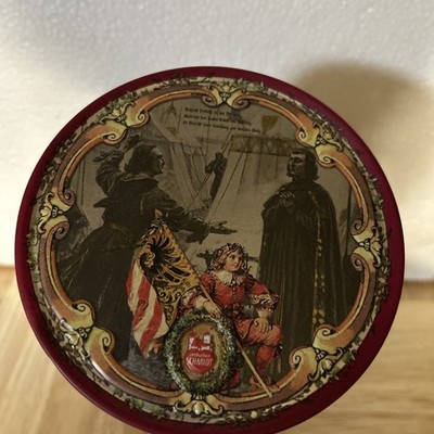 Vintage E Otto Schmidt Lebkuchen round 5/12  tall cookie tin made in Germany