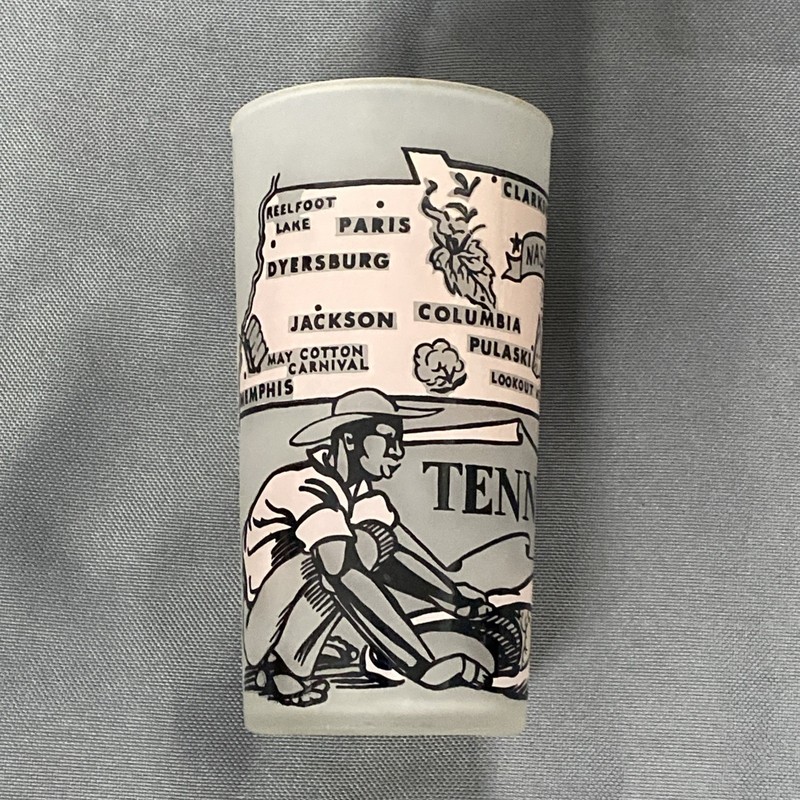 RARE 1950'S HAZEL ATLAS FROSTED GLASS TENNESSEE COTTON PICKER 5"  PINK