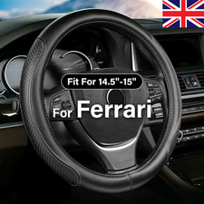 For Ferrari Car Steering Wheel Cover Genuine Leather Black 15in/38cm Diameter UK
