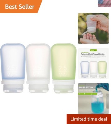GoToob+ 3-Pack Medium | Refillable Silicone Travel Bottle | Locking Lid | Foo...