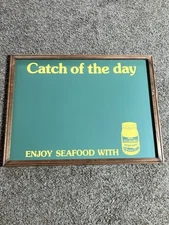 VTG Hellmans Tartar Sauce Catch of the Day Seafood Chalkboard Sign Fishing Bar