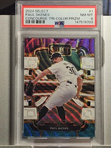 2024 Panini Select - Concourse Paul Skenes #1 Tri-Color Prizm (RC) PSA 8