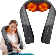 KINGJOY Neck and Shoulder Massager with Heat, Shiatsu Back Massager... 