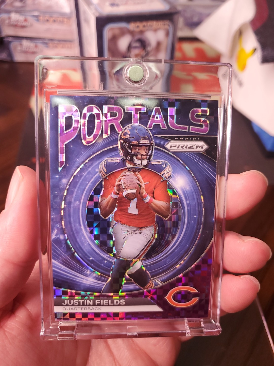 2023 Panini - Prizm Football Portals Silver Purple Plaid Justin Fields SSP 12/49