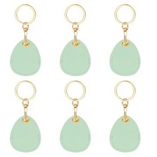 6pcs Leather Keychain,45mm Sublimation Keychain Blanks,Water Drop,Green