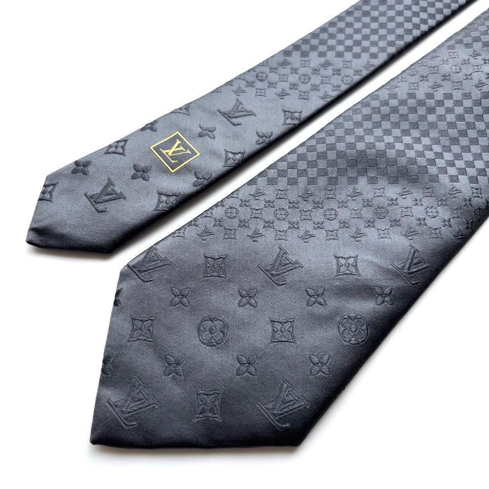 Louis Vuitton Tie Monogram Stripe LV Logo Gray | eBay UK