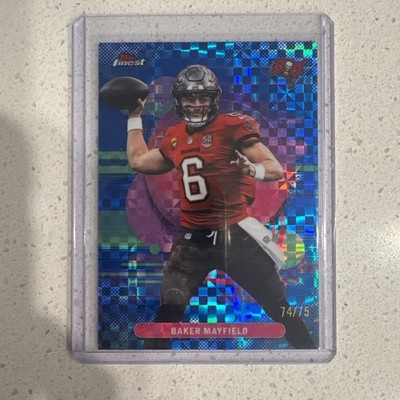 BAKER MAYFIELD 2025 TOPPS FINEST UNCOMMON BLUE GEOMETRIC REFRACTOR 01/75 Q6230