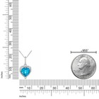 Sterling Silver 18" Chain Necklace with 2.20 Ct Heart Blue Topaz Diamond Pendant — photo 3
