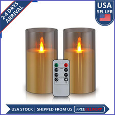 Wemarry Flameless Candles 3x6 LED Pillar 2 Pack Remote Timer Warm Light