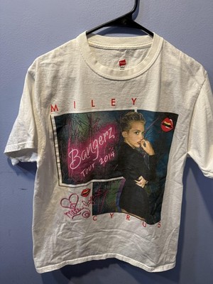 Miley Cyrus Bangerz Tour 2014 Concert Shirt Hanes Tagless Medium White Rock Pop