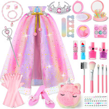 Princess Dress up Clothes for Girls 3 4 5 6 Years Old, Non-Toxic Kids Makeup Kit
