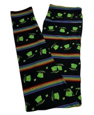 Lularoe Leggings OS One Size Patrick STRIPE BLACK Shamrock Rainbow Irish Clover