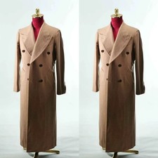 Wide Peak Lapel Men's Overcoat 100 Cashmere Long Jacket Casual Winter Outdoor