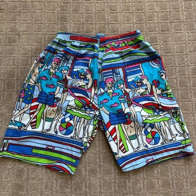 OP Ocean Pacific VTG Short Men 28-29 Colorful Graphic Beach 90s Zack Morris Surf