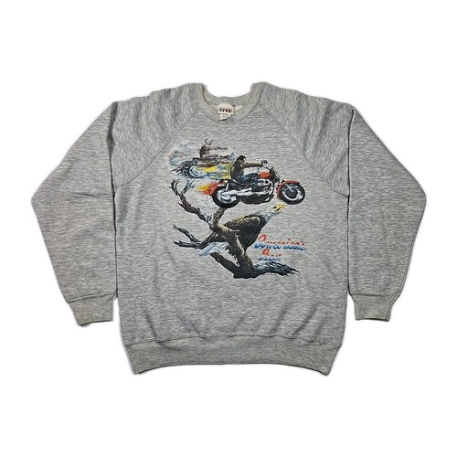 Vintage 80s-90'S BASSETT-WALKER fighter jet print sweatshirt, Made in USA, Men's Size L cotton white type Vintage Second Hand