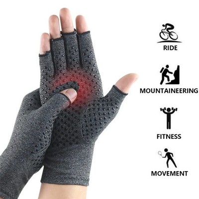 Copper Compression Gloves Arthritis Joint Pain Relief Hand Support Fingerless