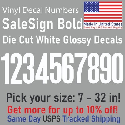 0-10 7-32'' Sale Sign Font Vinyl Die Cut White Decal Numbers - 6Yrs Outdoor Film