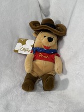 NEW The Disney Store Cowboy Winnie the Pooh Mini Bean Bag Plush Toy NWT
