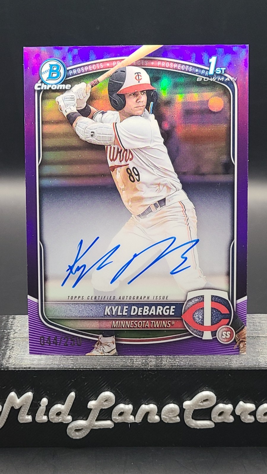 2025 Bowman Kyle DeBarge Chrome Auto Purple Refractor 1st Prospect /250 Twins