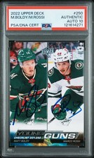 Matt Boldy Marco Rossi Signed 2022 Upper Deck Young Guns Checklist PSA Auto 10