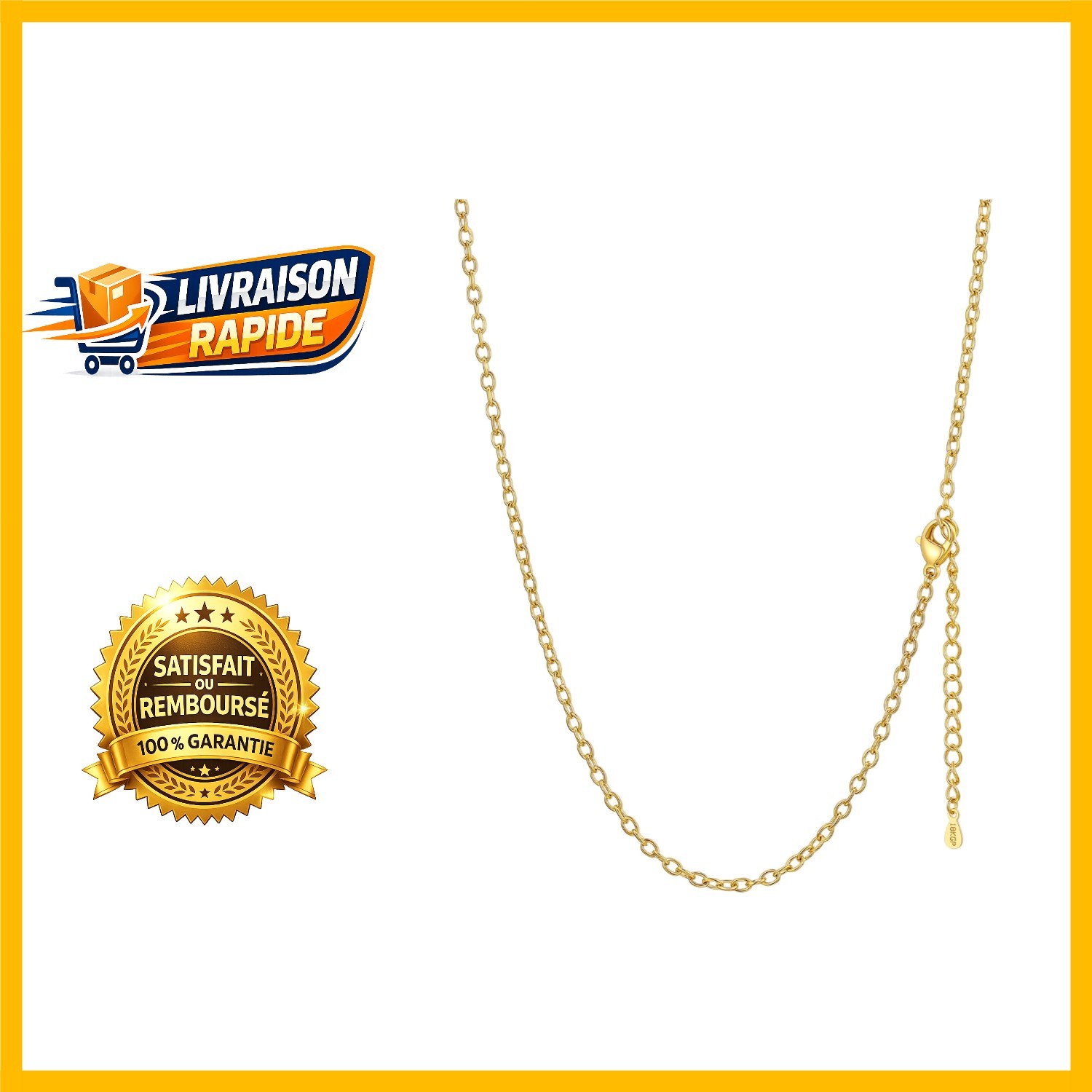 Collier maille forçat 2mm doré pour sublimer vos pendentifs au quotidien
