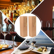 12 Pcs Kraft Paper Bags With Handle Wine Bottle Gift Bags 9.5 x 9 x 35 cm