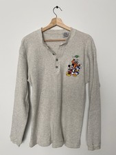 Vintage 90s Disney Store Mickey Mouse  Friends Henley Long Sleeve Size Medium