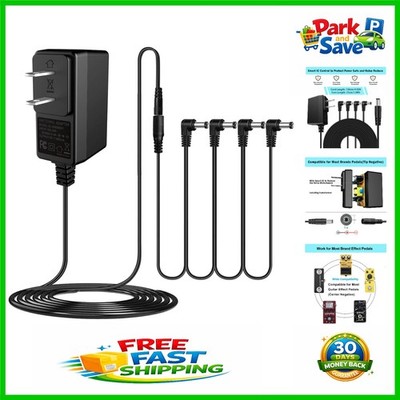 Lightweight 9V AC Power Supply for Guitar Effect Pedals with Daisy Chain Cables