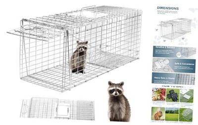Animal Trap 32''x10''x12'' Cage Trap, Heavy Duty Folding Raccoon Traps, Humane 