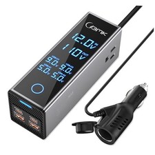 300W Car Power Inverter with 12V to 110V Dual AC Outlets  4 Gray with black