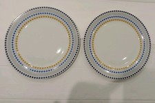 Sainsburys Argos Home  2 x Dinner Plates Apartment Apparel Blue Yellow dots Spot