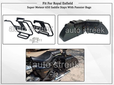 For Royal Enfield ''SUPER METEOR 650'' Black Saddle stays With Pannier Bags