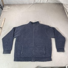 Vintage LL Bean Cardigan Sweater Mens XL Blue Wool Full Zip Lined Knit Grandpa