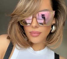 Flat Top Huge Big Oversized XXL Square Women Sunglasses "Lauren" MIRROR COLORS